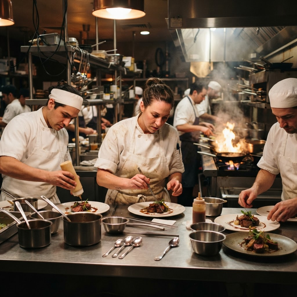 Cuisine de restaurant en plein service